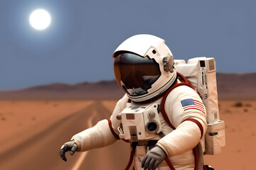 Wall Mural - portrait of spaceman or astronaut on the surface of the moon