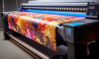 Wide-format inkjet printer. Color toners ink in the digital printer, Generative AI