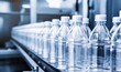 Bottle. Industrial production of plastic pet bottles. Factory line for manufacturing polyethylene bottles. Transparent food packaging, Generative AI