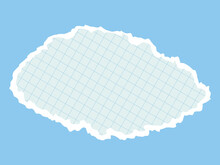 Template For A Banner, Torn Notebook Sheet On A Blue Background. Uneven Paper Element With A Checkered Pattern. 