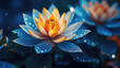 Beautiful Aquatic Blossom of a Blue and Orange Lotus