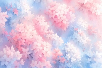 Colorful Blue And Pink Flower Watercolor Pattern Background. Wallpaper. Valentine's Day Banner. Abstract. Winter. Christmas. Generative AI