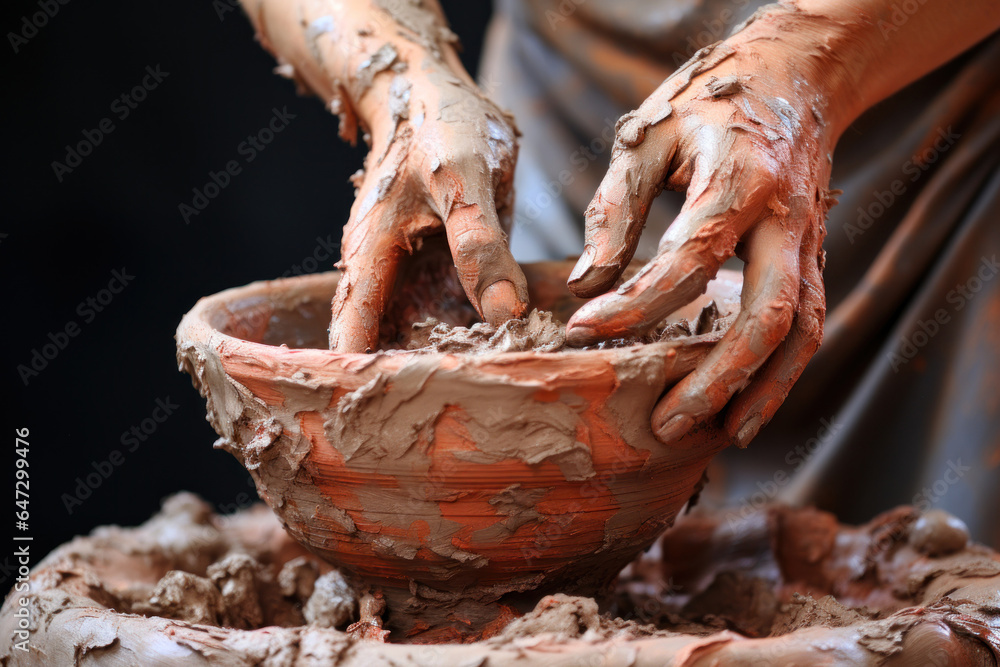 A potter man shaping a clay vessel with his hands as God shapes our ...