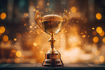 golden trophy celebrating the success, generative ai