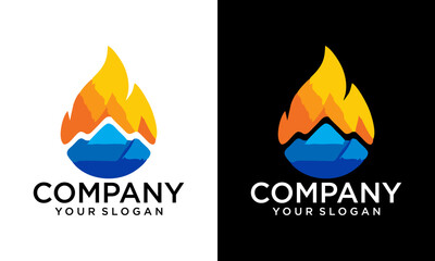 Wall Mural - Mountain Fire Logo Template Design