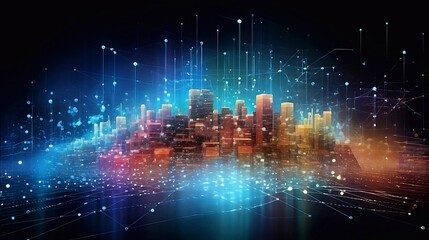Data science and visual management design concept. Neural network, artificial intelligence, ML, analytics. IoT, internet of things. technology in business in the digital age, enhancing global business