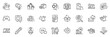 © blankstock - Icons pack as Timer, Eco power and Share call line icons for app include Return package, Creative design, Pencil outline thin icon web set. Hdd, Gamepad, Voting hands pictogram. Vector