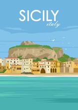 The Best View In Illustration Vector In Sicily Italy