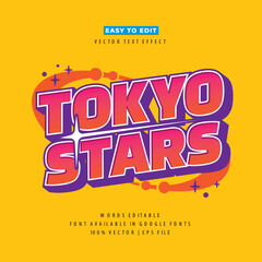 Wall Mural - tokyo japan y2k streetwear colorful slogan typography editable text effect 3d cartoon template style