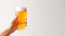 Hand Holding Beer Glass Isolated White Background. AI Generated