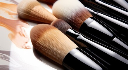 Wall Mural - Makeup brushes and powder set