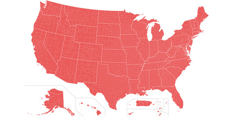 USA, United States Country in North America Map. Vector file SVG