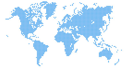 Wall Mural - Halftone world map isolated. Vector illustration. Dotted map in flat design Blue SVG.	
