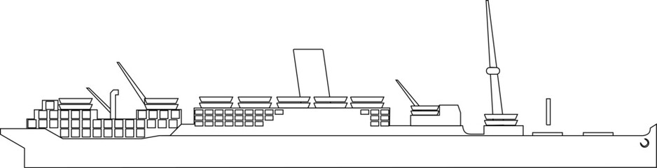 Wall Mural - Vector sketch illustration of cargo ship marine vehicle design seen from the side