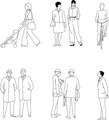 Wall Mural - Vector sketch illustration design of people doing various activities to complete the image