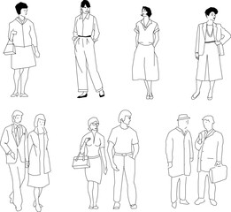 Wall Mural - Vector sketch illustration design of people doing various activities to complete the image