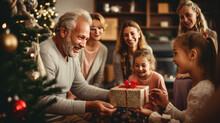 Family Celebrating Christmas Generative AI