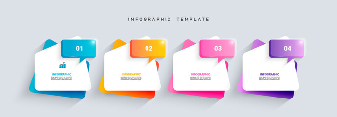 Sticker - Four steps business infographics template vector	
