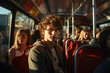 © Sebastian - Passengers in a classic double-decker bus, emblematic of iconic public transit in major cities. Generative Ai.