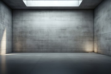 Wall Mural - A concrete room with walls and floor. Concrete wall and lights