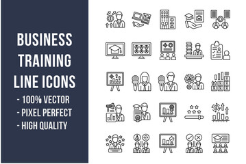 Wall Mural - Business Training Line Icons