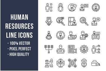 Wall Mural - Human Resources Line Icons
