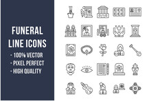 Funeral Line Icons