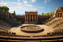 A Roman Amphitheater Where Ancient Plays And Performances Once Took Place. Generative Ai.