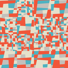 Poster - Abstract geometric vector background with random pattern of simple shapes like rectangle, square, triangle and polygon. Pastel colored retro style colorful mosaic.