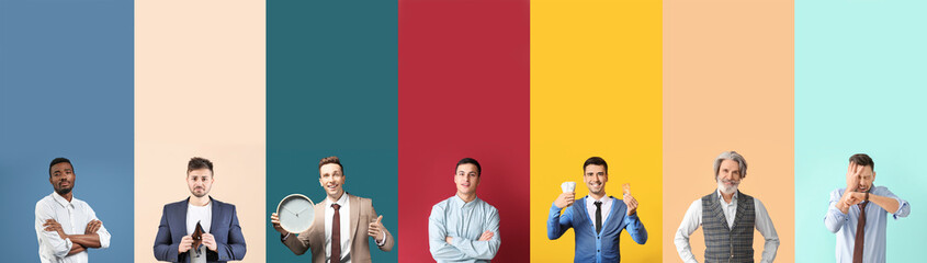 Wall Mural - Set of different businessmen on colorful background