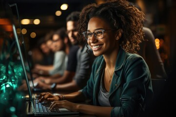 programmer in a coding bootcamp determined and innovative woman programs software
