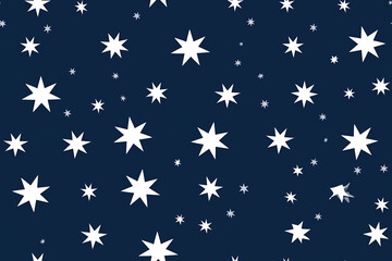 White stars on a blue background repeatable seamless pattern