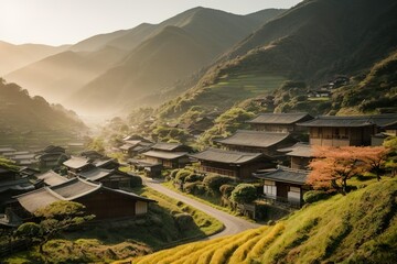 Poster - village in the mountains