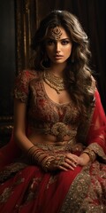 beautiful young Indian woman in traditional dress. Generative AI