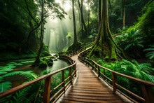 Wooden Bridge In The Forest