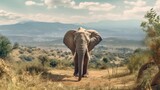 Fototapeta Perspektywa 3d - elephant with sabana view