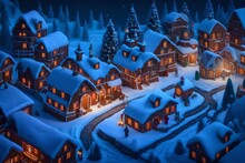 Isometric Fantasy, Foggy Night, A Layered Labyrinth Of Ice And Snow, Snowmen, Super Color, Best Quality, High Definition - AI Generative