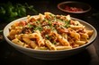 Delicious pasta with rigatoni and flavorful sauce. Generative AI