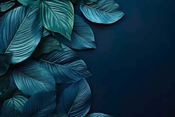 Wall Mural - Collection of tropical leaves,foliage plant in blue color with space background | Generative AI