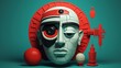 Tech concept with human's head. 3d geometric art composition. Futuristic world. State of consciousness. Illustration for banner, poster, cover, brochure or presentation.