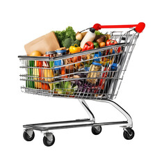 Shopping Cart With Vegetables Isolated On Transparent Background