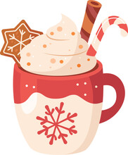 Christmas Mug With Cream Drink