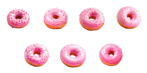 Wall Mural - Png Set Pink donut on a transparent background