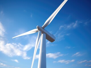 closeup of a wind turbine spinning in the breeze, reflecting renewable energy projects often used as
