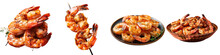 Png Set Grilled Shrimp On A Transparent Background
