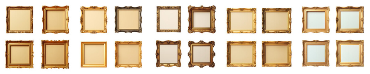 Sticker - Png Set Louis golden Wooden picture frame Set transparent background