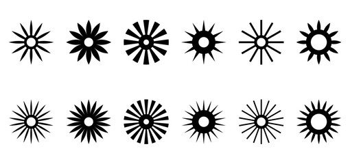 Poster - collection of black abstract shapes or figures on white background