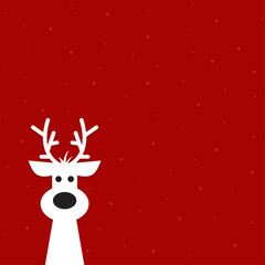 Wall Mural - Cute Christmas reindeer on a red background. Christmas background, banner, or card.