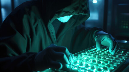 Wall Mural - in a smoky, underground genetic black market, the genetic hacker is shown exchanging vials of modifi