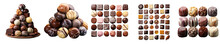 Png Set Different Chocolate Pralines On Stone Background Transparent Background